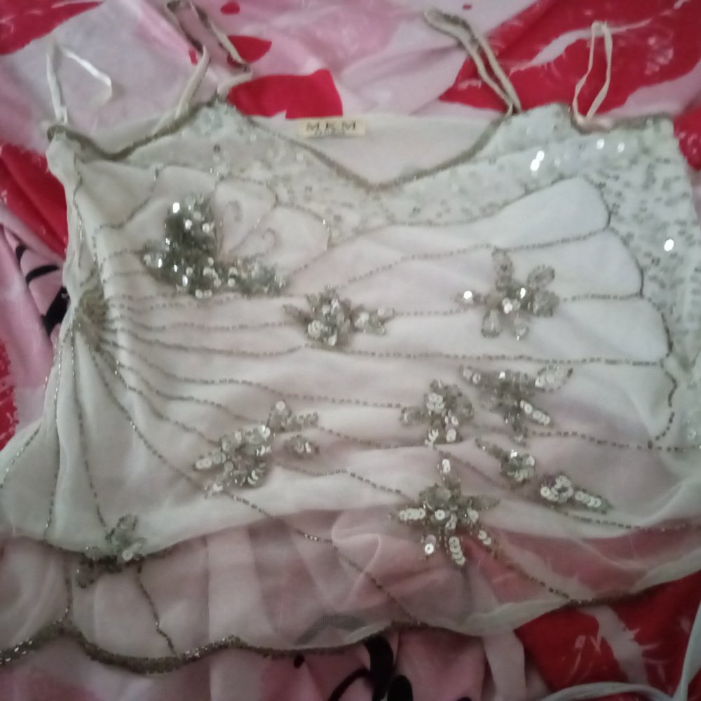 L sequin butterfly top